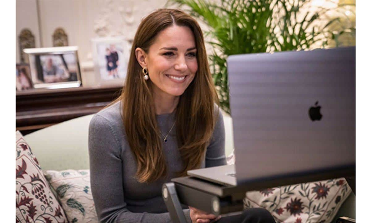 The Duchess of Cambridge used a laptop stand during her video call to mark Holocaust Memorial Day