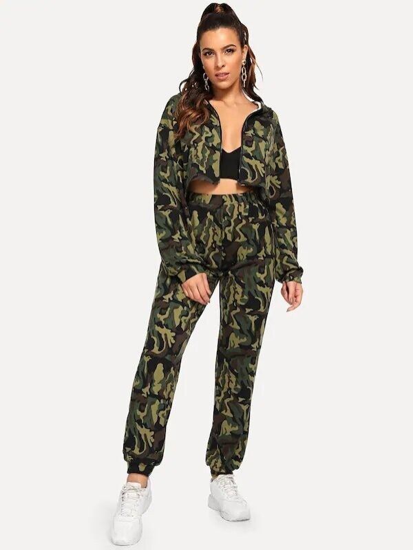 two piece camouflage outfit by Shein