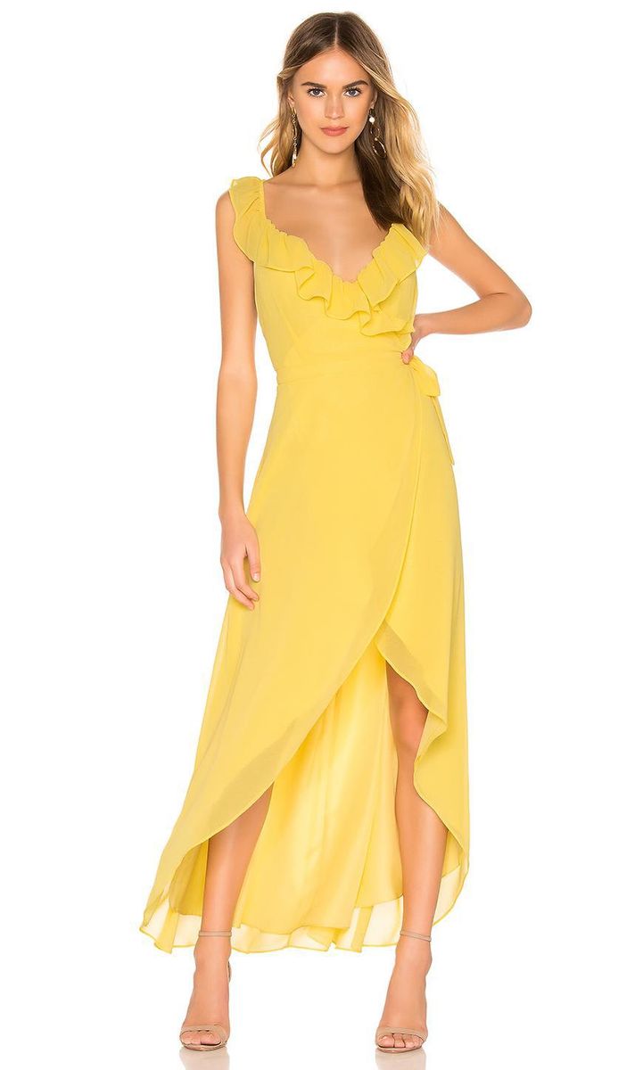 Light yellow Bridget dress with adjustable straps and adjustable tie by BB Dakota