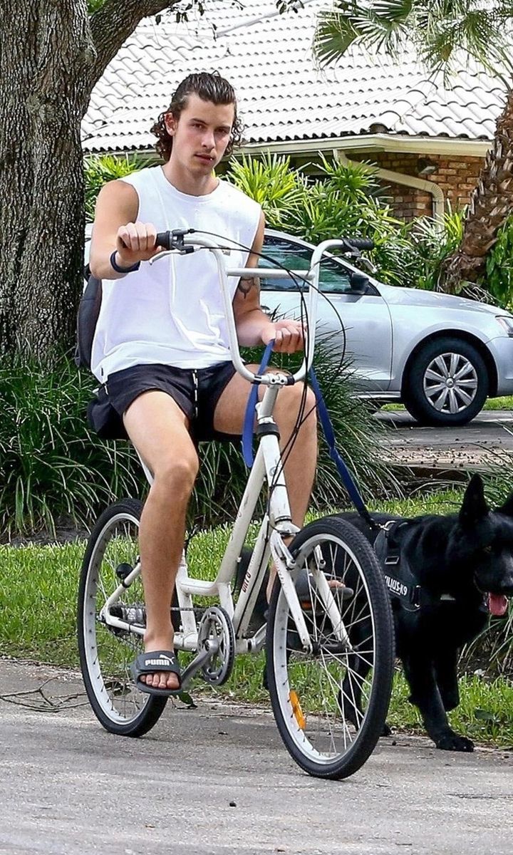 Shawn Mendes on a bike ride