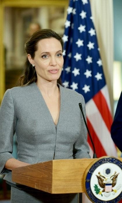 June 20: Angelia Jolie, who is the UN High Commissioner for Refugees Special Envoy, spoke at the State Department in Washington, D.C.
<br>
Photo:WireImage