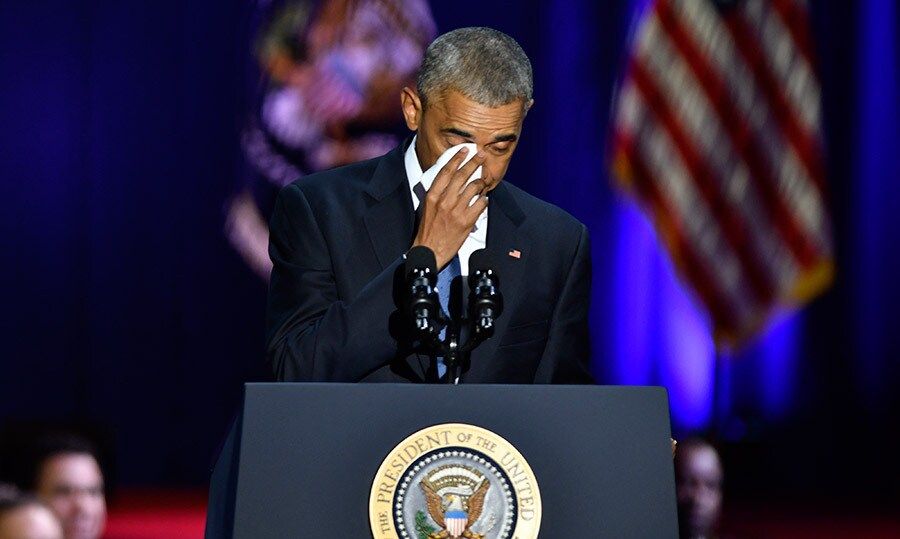<B>JANUARY</B>
TEARFUL SEND-OFF
Barack Obama delivered his final speech as U.S. President in his hometown of Chicago, wiping away tears as he thanked his "best friend" and wife Michelle, and daughters Malia and Sasha. "Of all that I've done in my life, I am most proud to be your dad," he said.
Photo: Getty Images