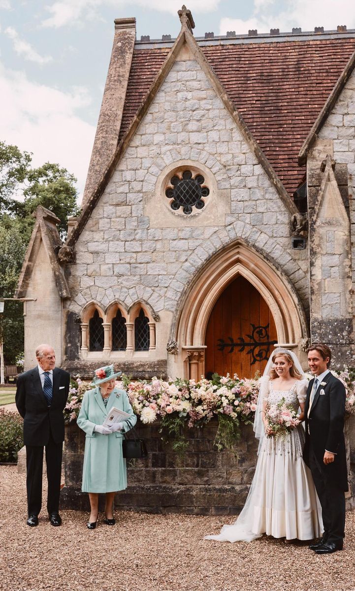 Princess Beatrice and Mr. Mapelli Mozzi are photographed with The Queen and The Duke of Edinburgh.