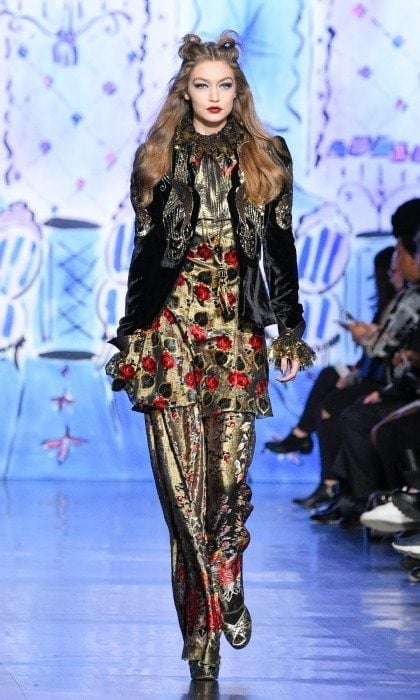 Gigi Hadid shared the runway with her sister Bella and BFF Kendall Jenner during the Anna Sui show.
Photo: Peter White/WireImage