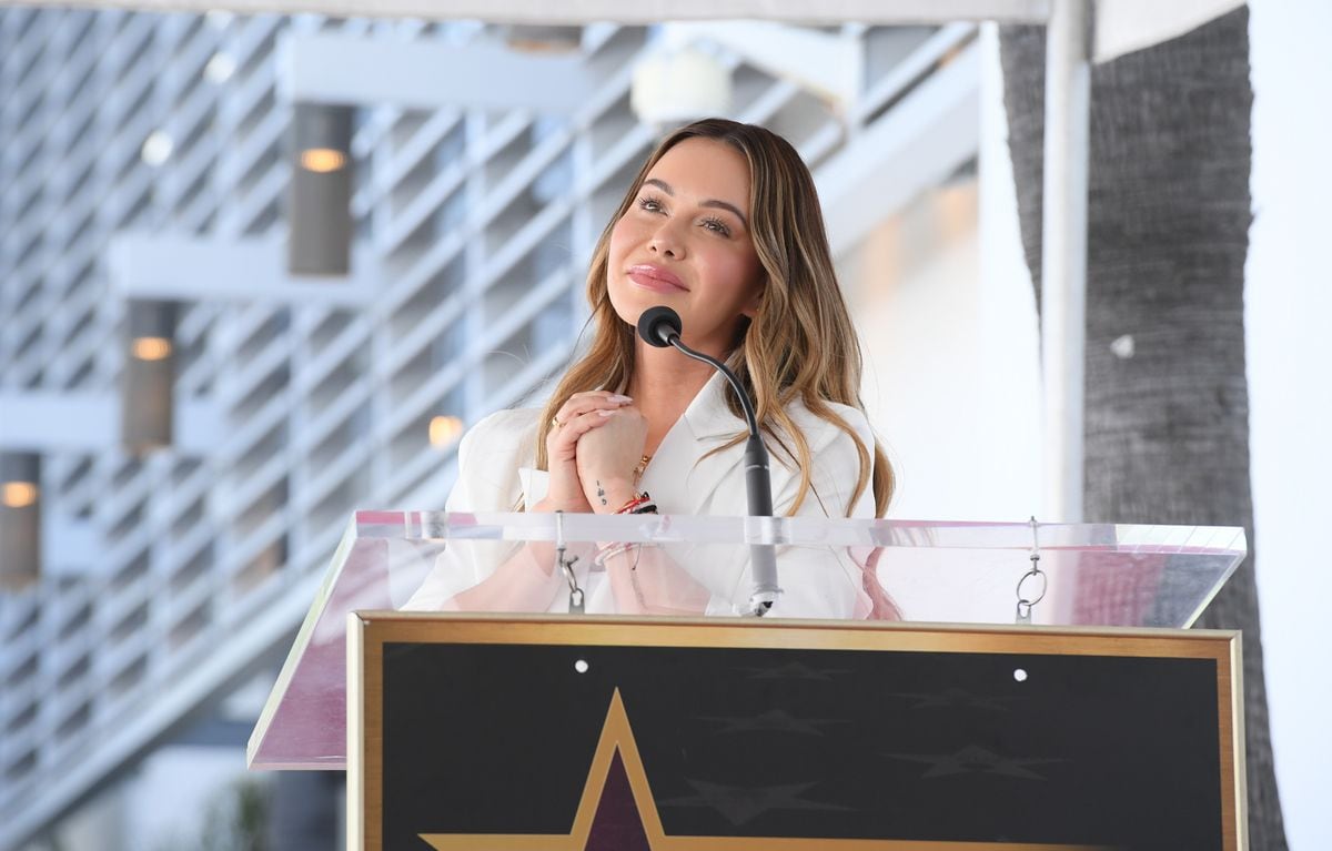 Chiquis Rivera speaks at a ceremony unveiling her late mother Jenni Rivera's new star 