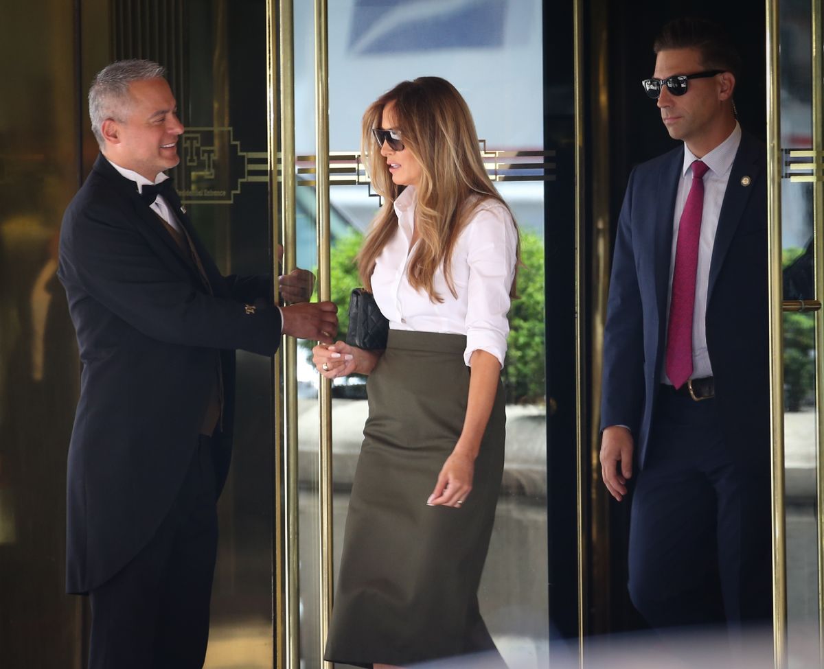 Melania Trump is seen leaving Trump Tower in New York, New York. 