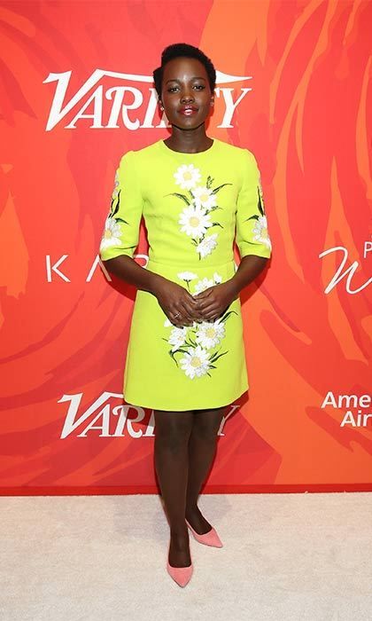 Daisies and pink shoes for Lupita Nyong'o's short and sweet look.
<br>
Photo: Getty Images