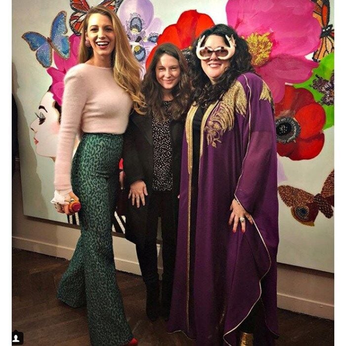 Blake Lively enjoyed a mom's night out in Manhattan. The actress, in a pair of animal print high-waisted pants, supported longtime friend Ashley Longshore at her art pop up at Bergdorf Goodman.
Photo: Instagram/@blakelively