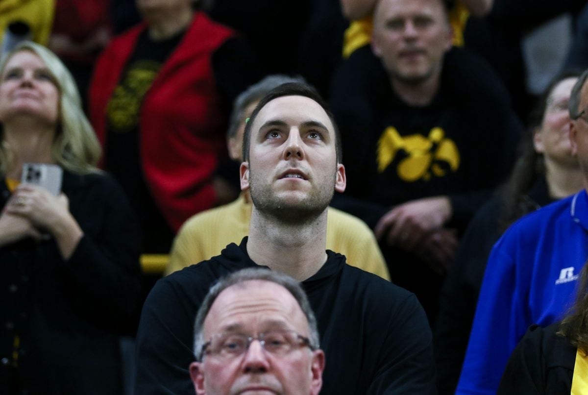 Connor McCaffery watching Caitlin Clark play