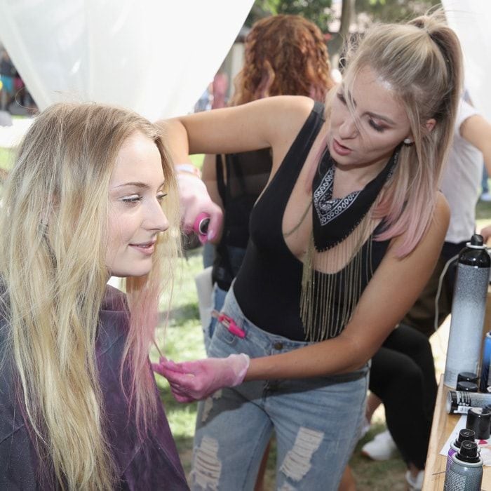 April 15: Sophie Turner had a makeover-on-the-go when she got pink hair by Joico's Instatint at Republic Records & SBE Host The Hyde Away in Thermal, California.
Photo: Getty Images