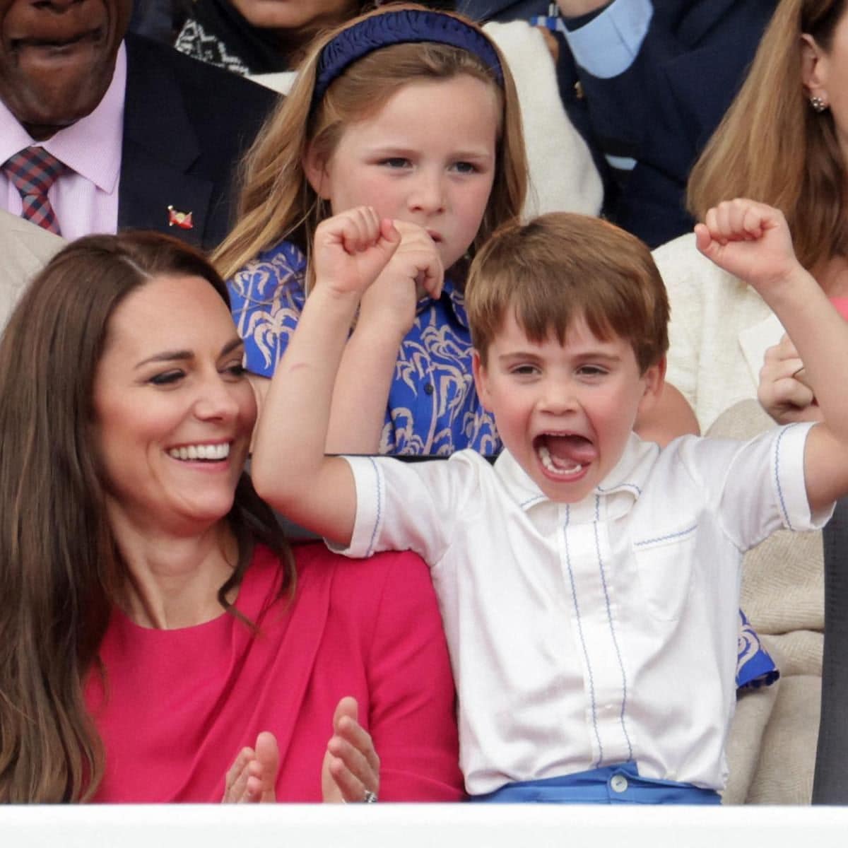 The four year old Prince made funny faces at the Platinum Jubilee Pageant on June 5