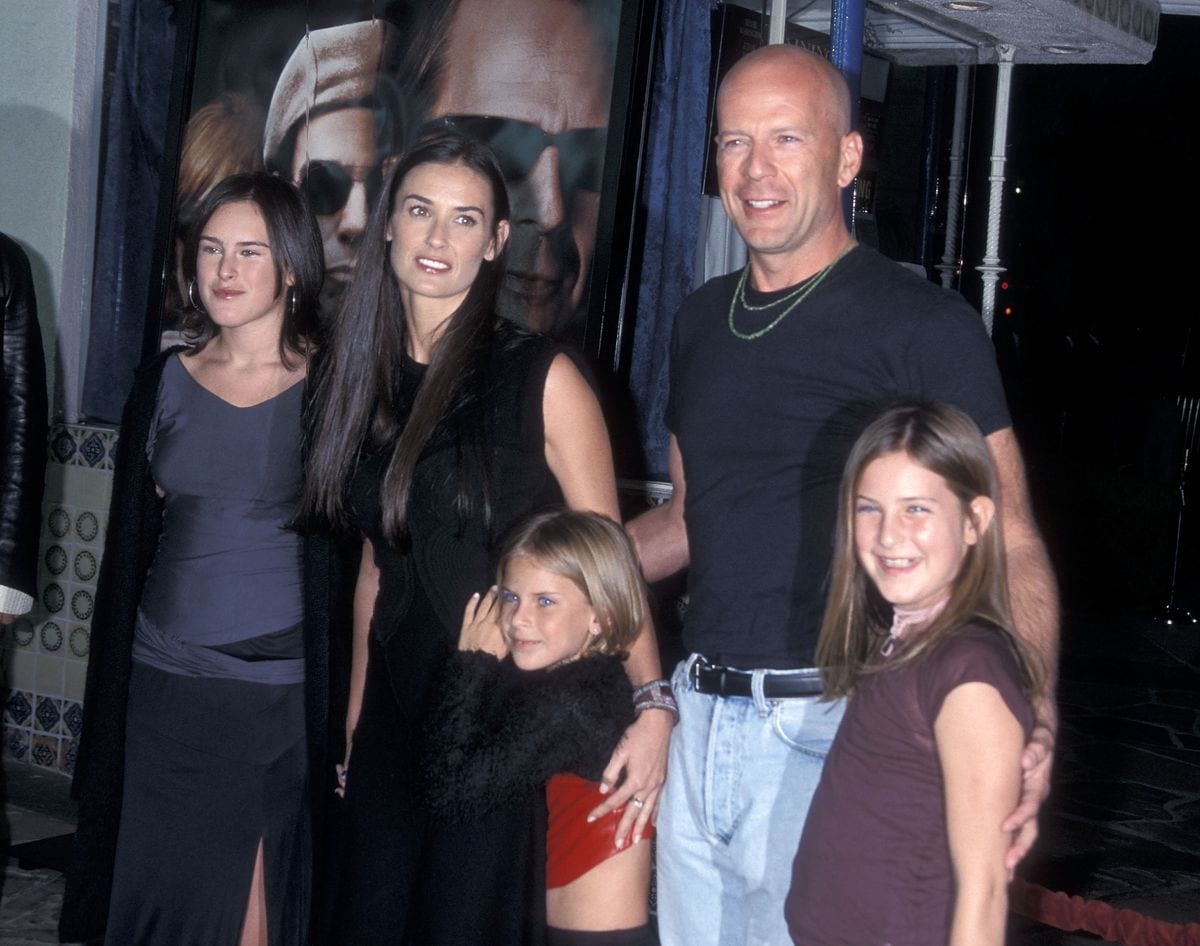 Demi Moore, Bruce Willis and daughters Rumer Willis, Tallulah Willis and Scout Willis 