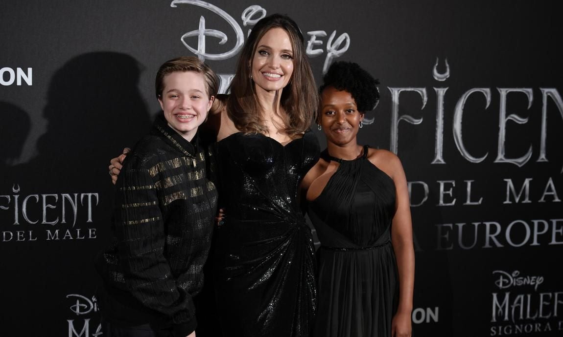 Angelina Jolie with daughters Shiloh and Zahara