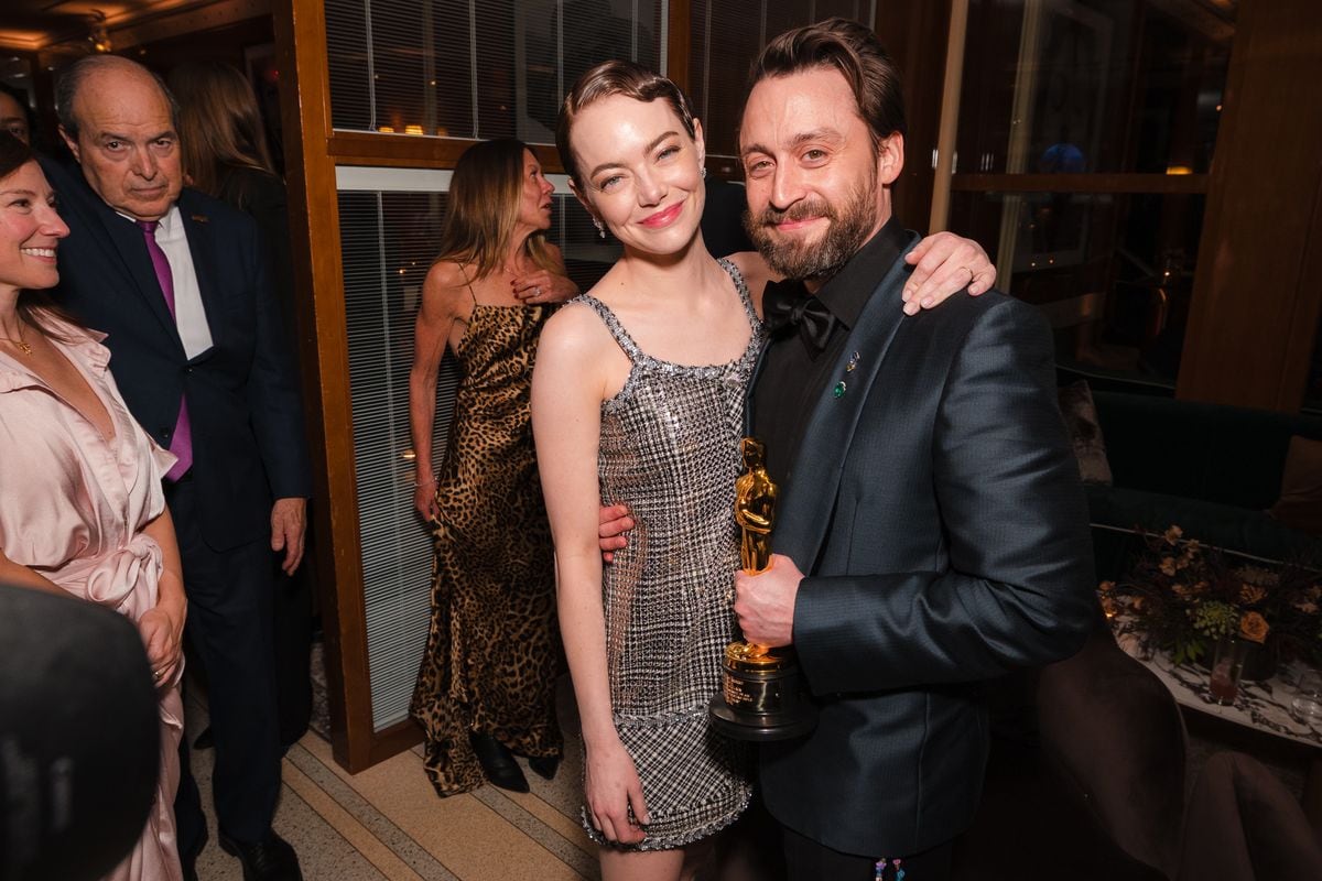 Emma Stone and Kieran Culkin attend the Searchlight Pictures Post Oscars Celebration at Cipriani Beverly Hills