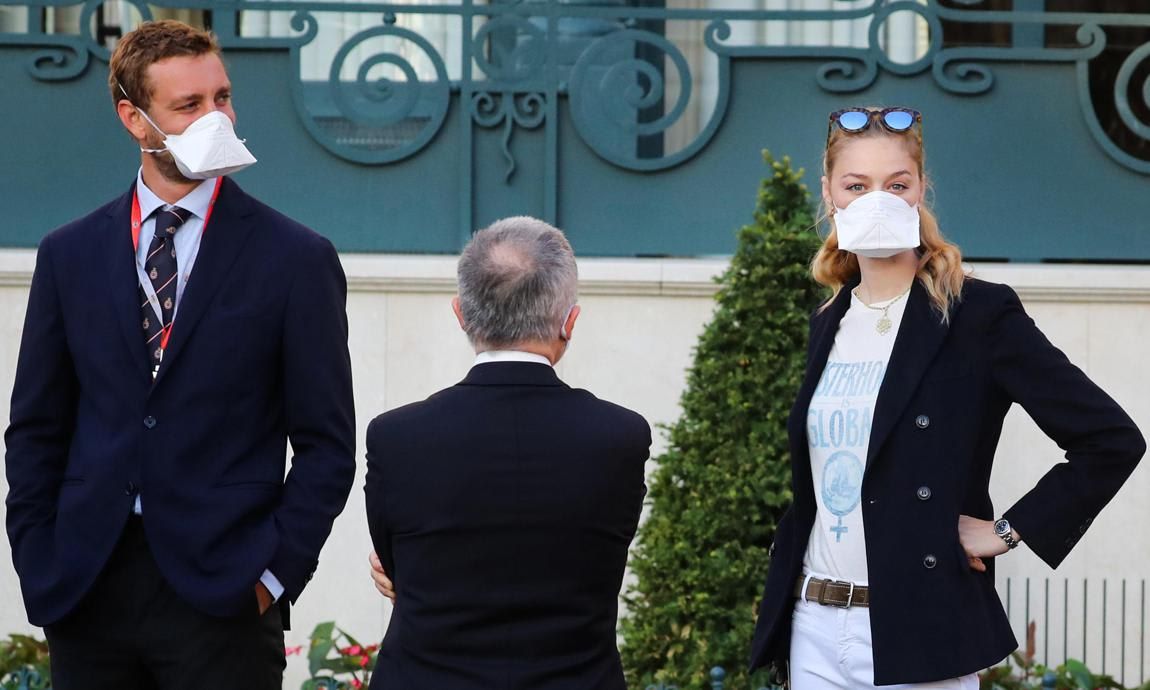 Beatrice Borromeo and Pierre Casiraghi stepped out wearing masks in Monaco