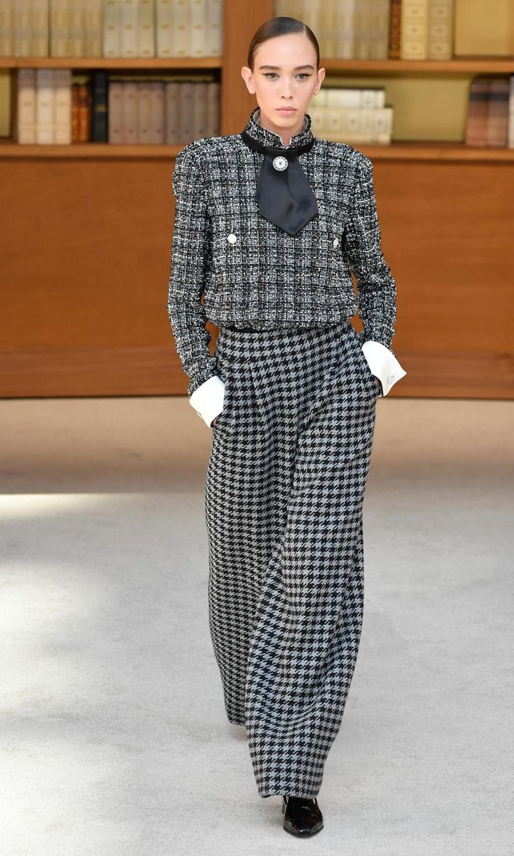 Chanel incorporated the combination of different check patterns in its Haute Couture Fall 2019 collection