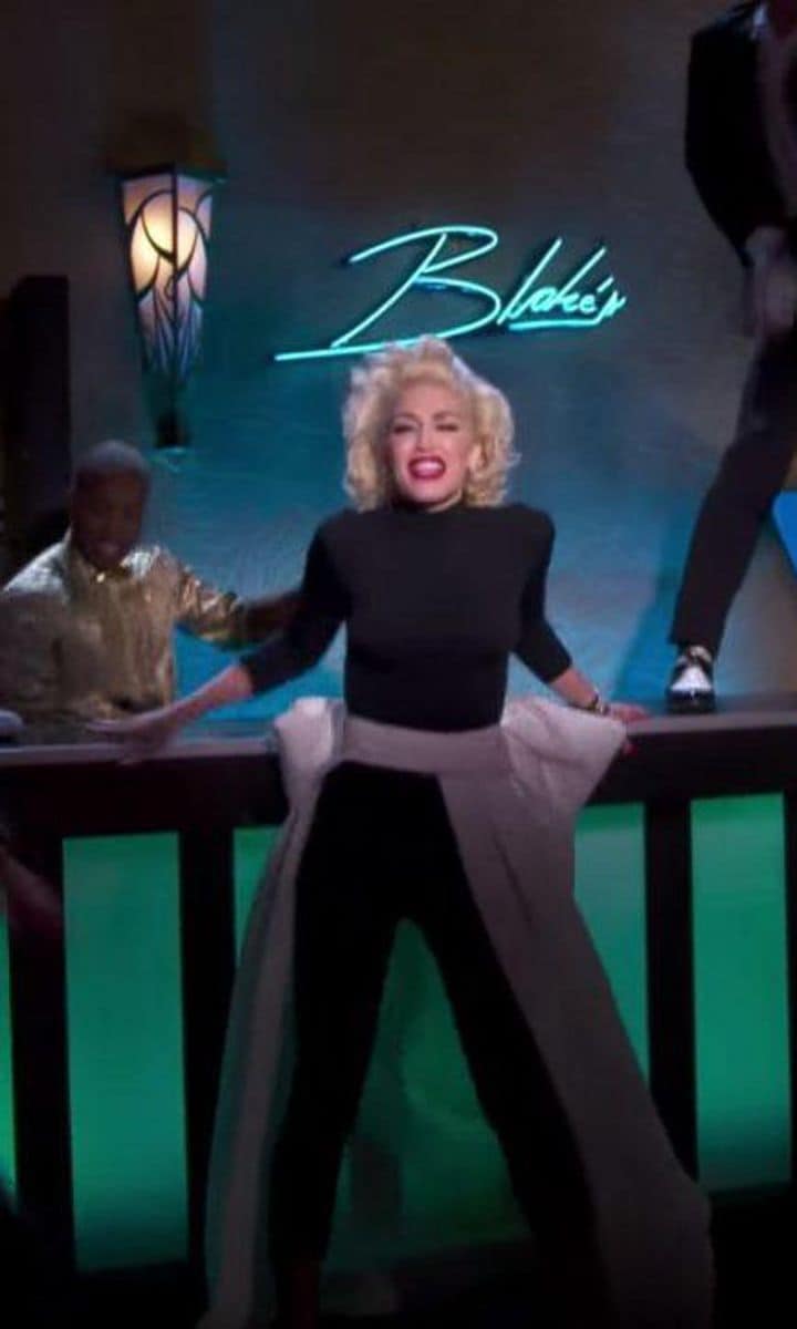 Gwen Stefani wearing an Alexia Maria Convertible Skirt during her live "Make Me Like You" music video at the 58th GRAMMY awards