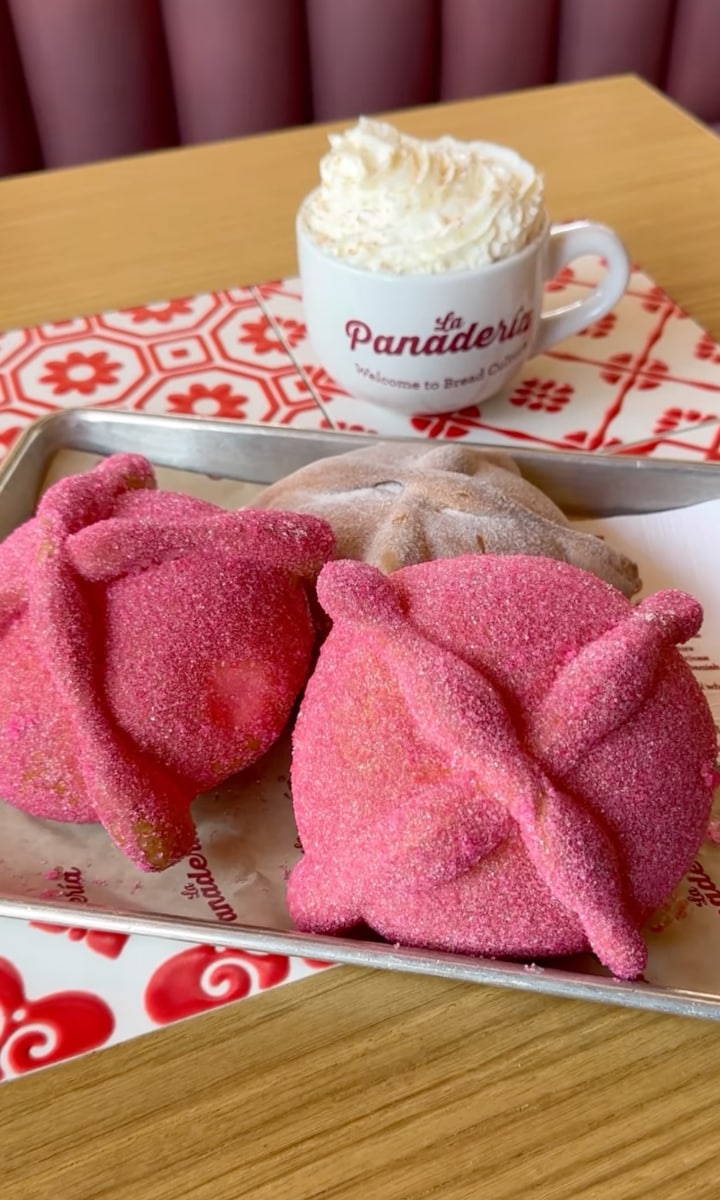 pink Pan de Muertos for the Day of the Dead