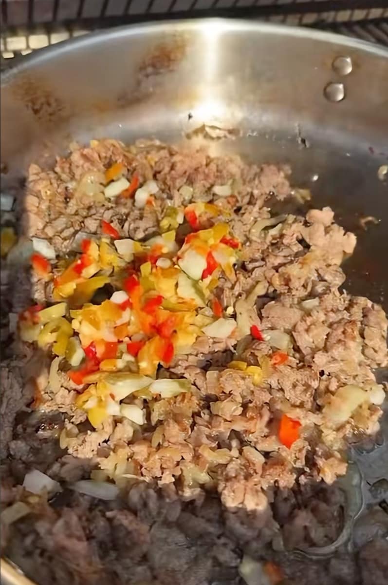 meat and onions and peppers