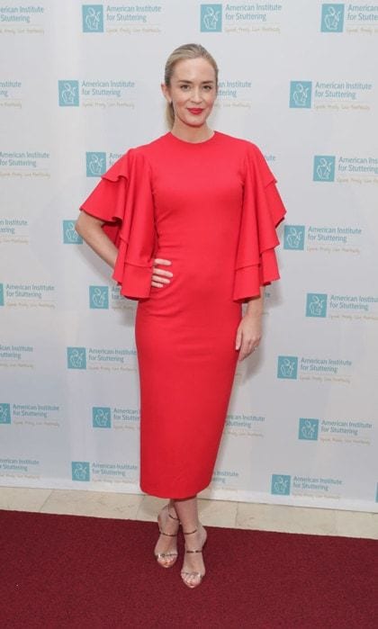 There is no hesitation that Emily Blunt looked radiant in Marc Bouwer as she hosted the American Institute for Stuttering 11th Annual Freeing Voices Changing Lives Benefit Gala at Guastavino's in NYC on June 26.
Photo: Cindy Ord/Getty Images for American Institute for Stutterin