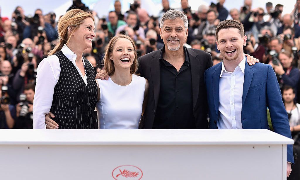 <i>Money Monster</i> co-stars Julia Roberts, George Clooney and Jack O'Connell along with director Jodie Foster (second from left) laughed it up at the Palais des Festivals.
<br>
Photo: Getty Images