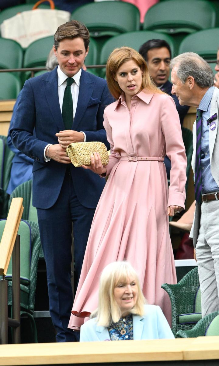 Princess Beatrice recycled the pink dress she wore to Wimbledon for Edo's stepsister's wedding