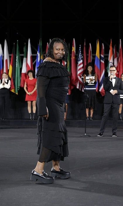 Whoopi Goldberg worked it on the runway at the FIJI Water x Opening Ceremony fashion show.
Photo: JP Yim/Getty Images