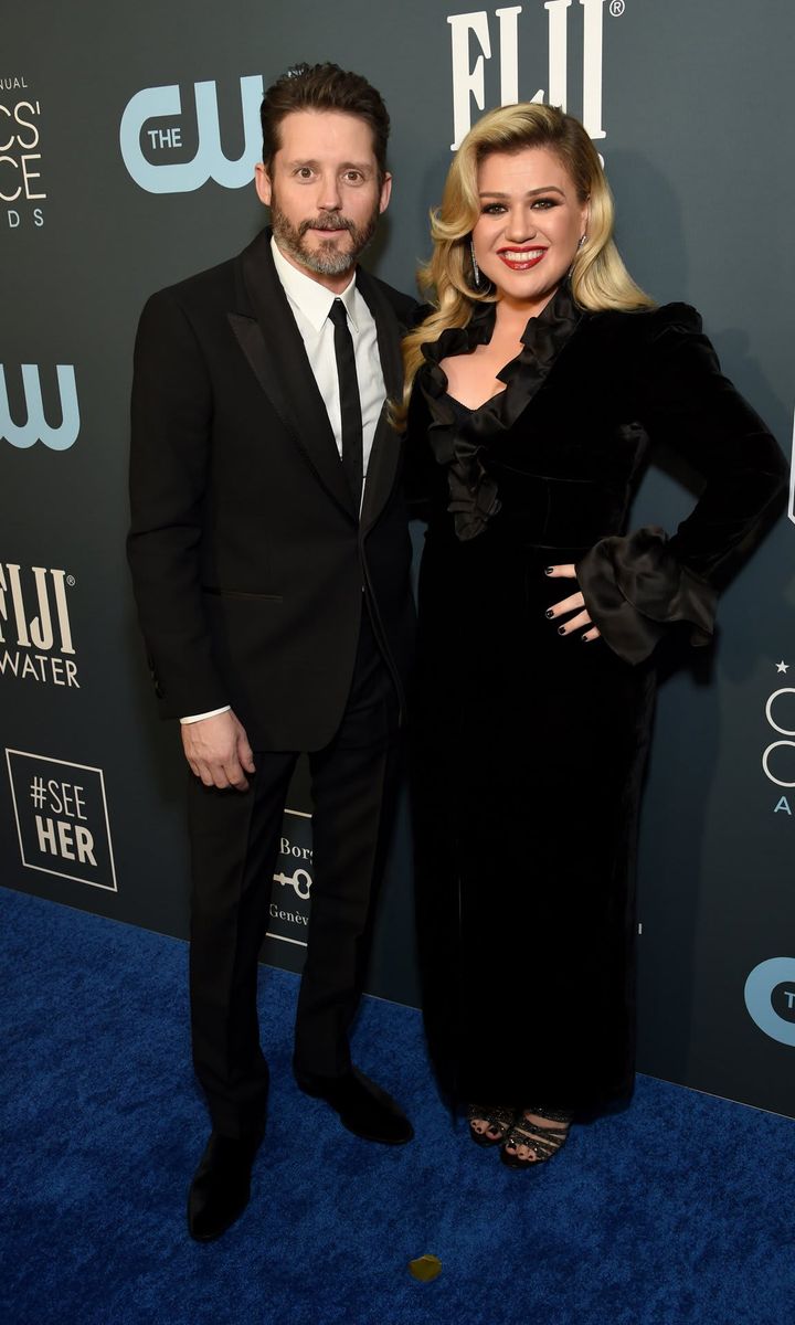 (L R) Brandon Blackstock and Kelly Clarkson attend the 25th annual Critics' Choice Awards at Barker Hangar on January 12, 2020, in Santa Monica, California.