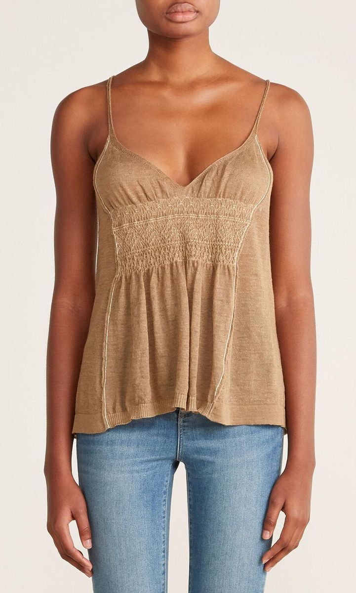 Smock Stich Linen Tank Top by Roberto Collina
