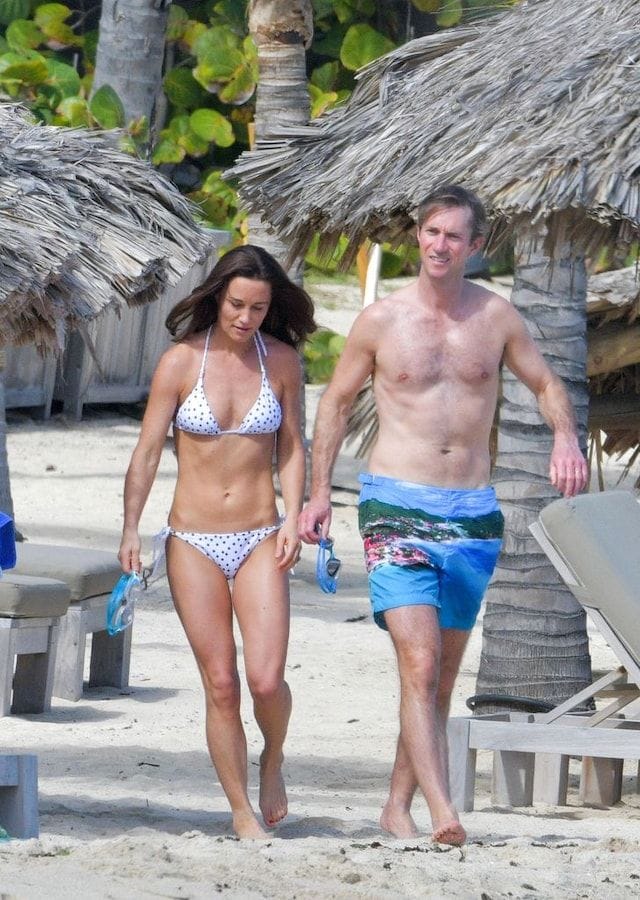 Pippa Middleton and James Matthews during a beach vacation in 2029.