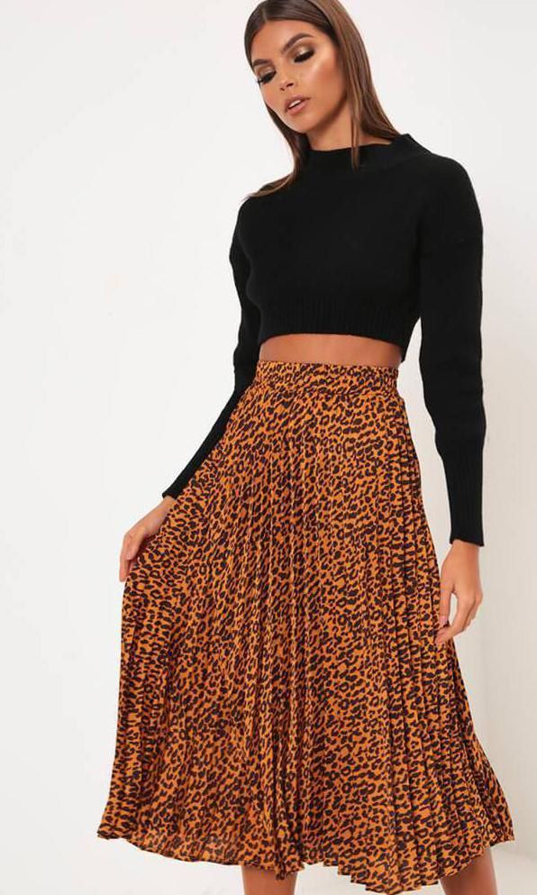 Leopard print pleated midi skirt - I Saw It Firts