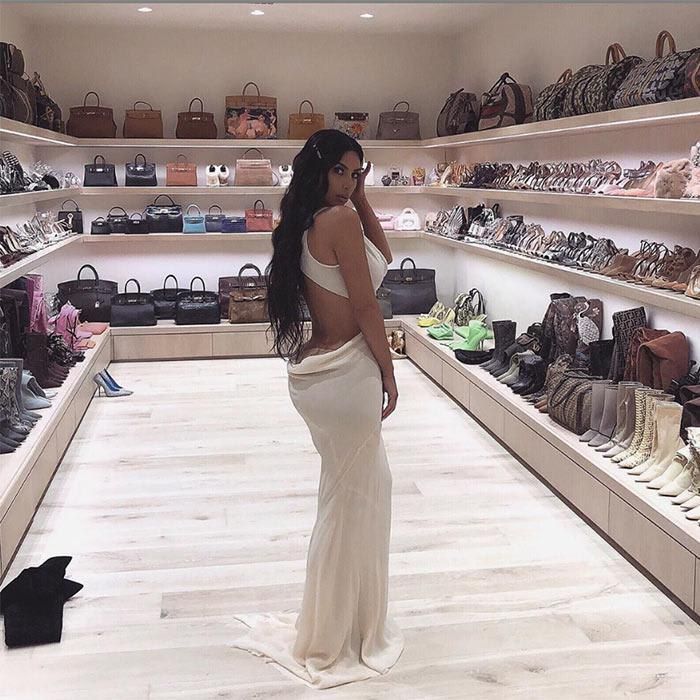 Kim Kardashian in her closet