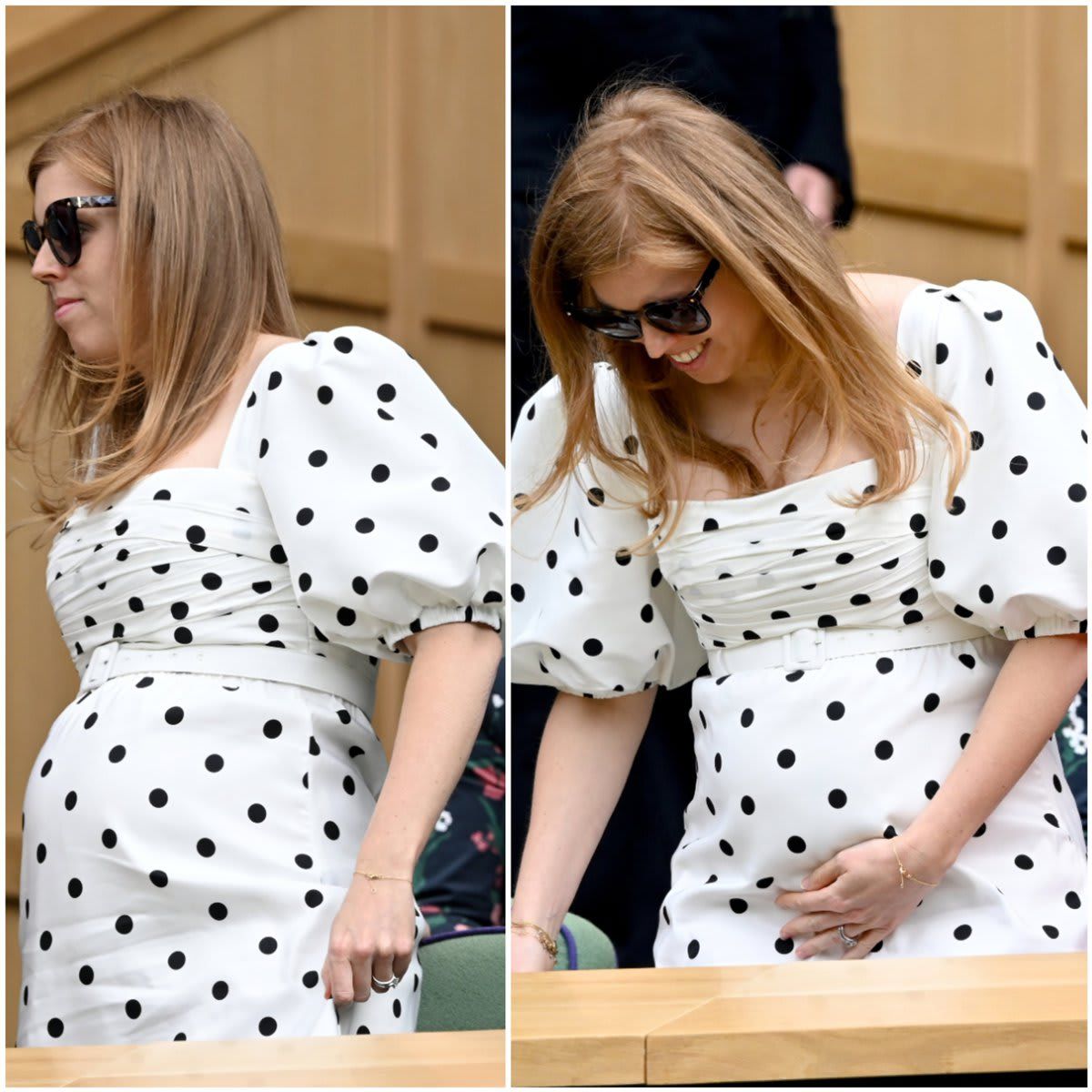 The expectant royal looked chic in a polka dot Self Portrait dress