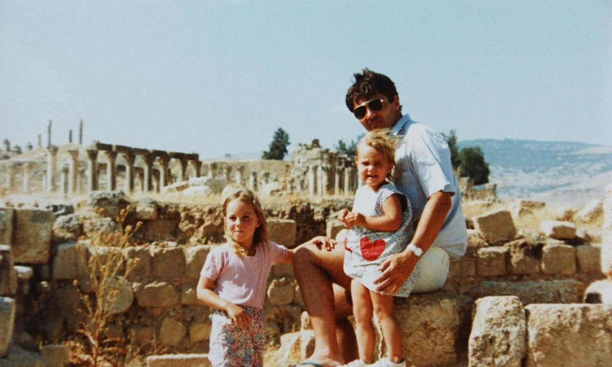 Catherine and Pippa pictured with their father in Jordan