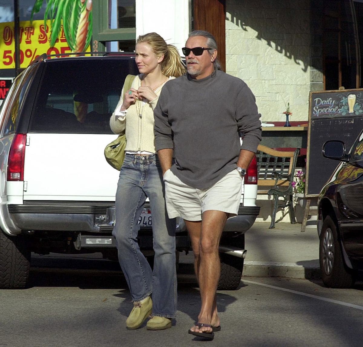 Cameron Diaz and father Emilio Diaz on April 07, 2001 in Los Angeles,