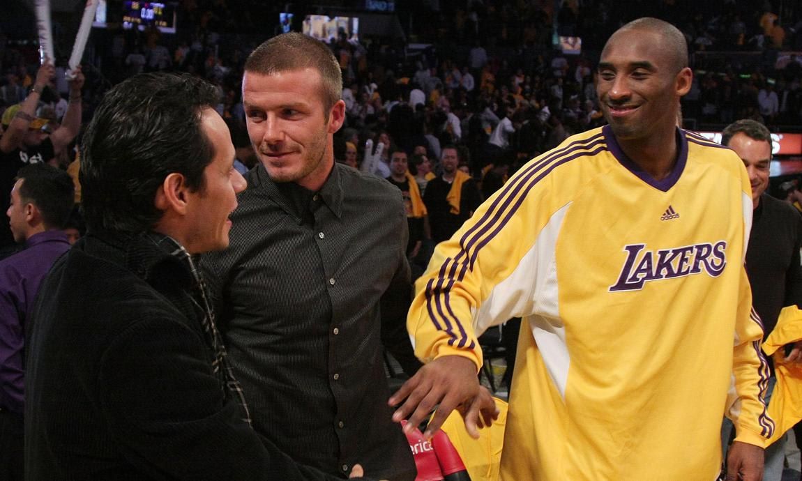 Marc Anthony and David Beckham with Kobe Bryant