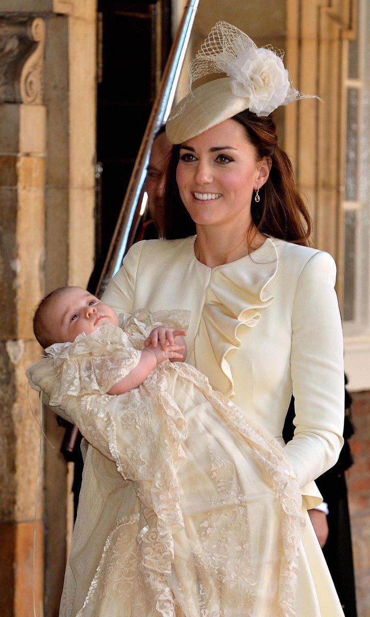 Kate Middleton with Prince George at his christening