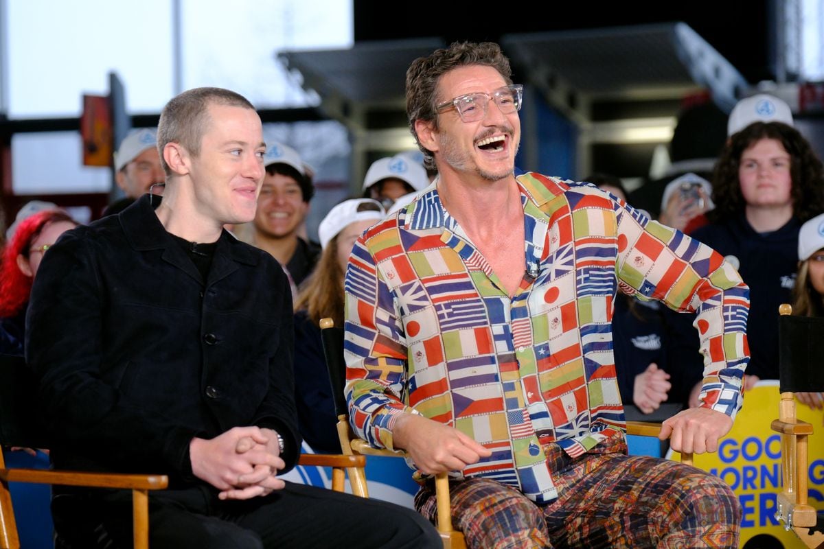 Joseph Quinn and Pedro Pascal speak during an interview for the Fantastic Four Trailer Launch