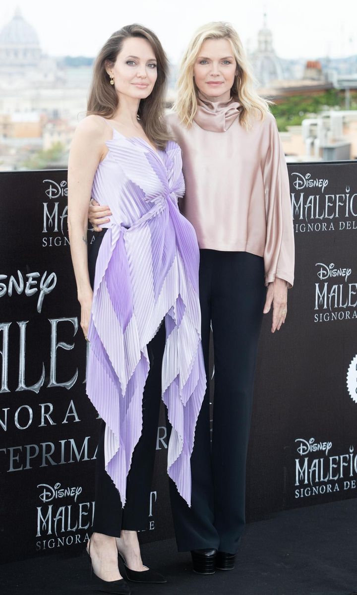 Angelina Jolie and Michelle Pfeiffer at Maleficent photocall