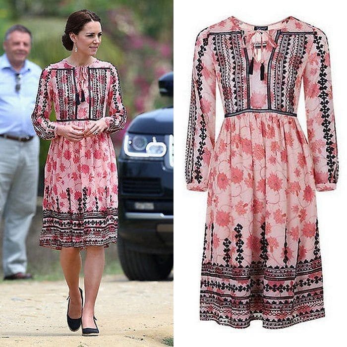 During the royal tour of India in 2016, Duchess Kate showed her more bohemian side in this $140 dress from <B>Topshop</B>.
Photos: Getty Images, Topshop.com