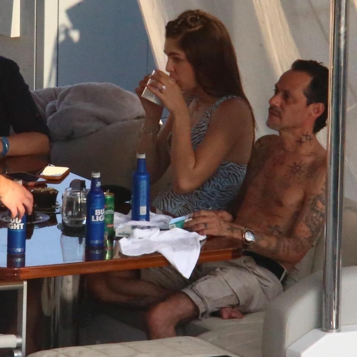 Marc Anthony and Nadia Ferreira continue celebrating their engagement on a yacht in Miami