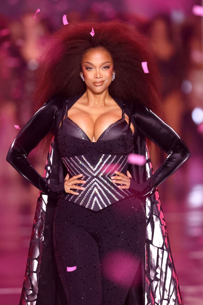 Tyra Banks walks the runway at the 2024 Victoria's Secret Fashion Show on October 15, 2024 in New York City. (Photo by Mike Coppola/Getty Images for Victoria's Secret)