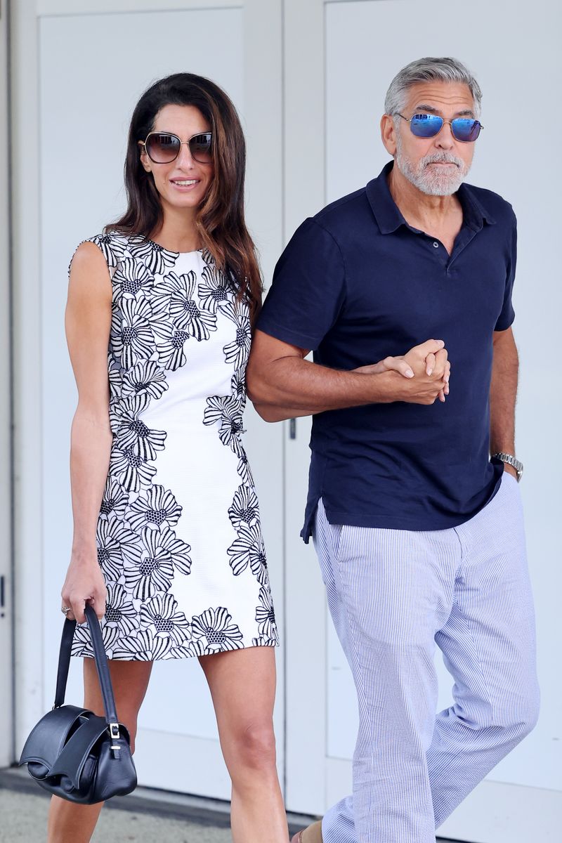 Amal Clooney and George Clooney are seen arriving ahead of the 80th Venice International Film Festival 