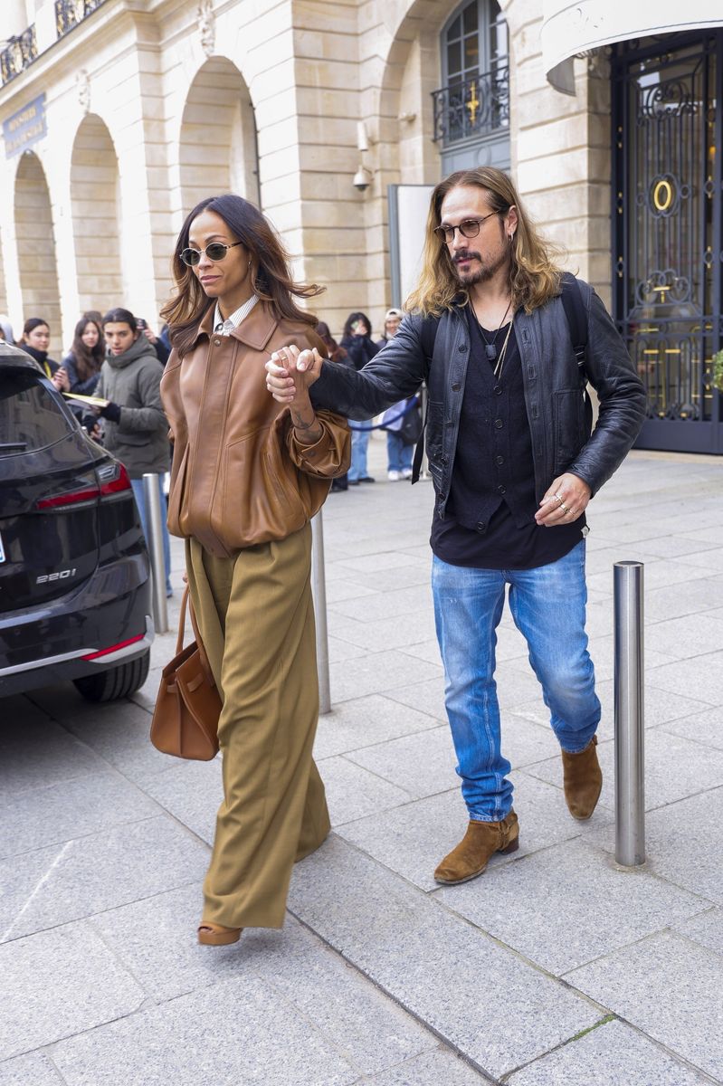 Zoe Saldana and Marco Perego were seen departing Place Vendôme in Paris, enjoying their time in the city.