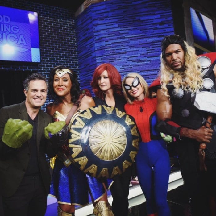 Meanwhile uptown, The <i>Good Morning America</i> crew was feeling super. Robin Roberts, Lara Spencer, Amy Robach and Michael Strahan dressed as superheroes and had some help from The Hulk himself, Mark Ruffalo.
Photo: Instagram/@GMA via Paula Lobo