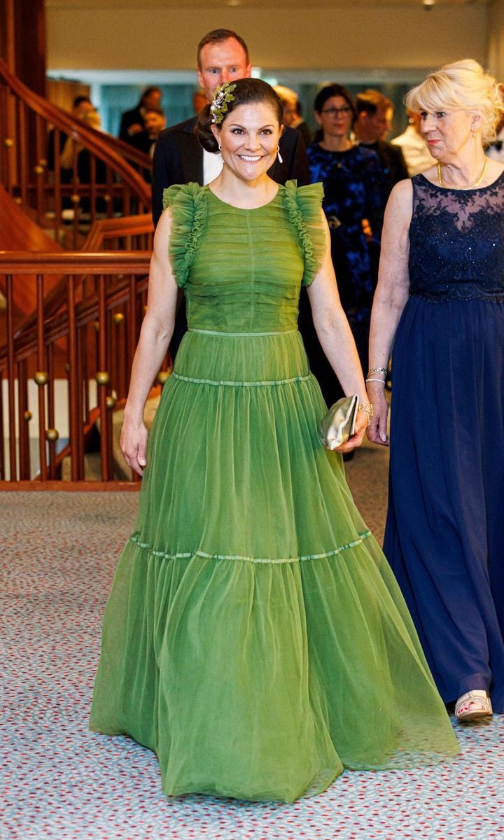 Estelle appeared to be wearing a gown previously worn by her mother Crown Princess Victoria