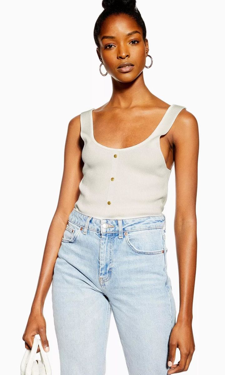 Ivory popper front vest Topshop