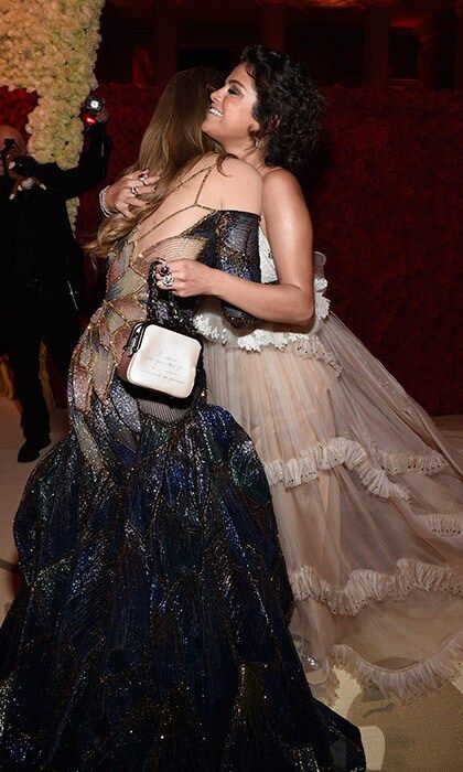 Selena Gomez and Gigi Hadid looked thrilled to see one another, melting into this taffetta-laden hug during the Met Gala cocktail party.
Photo: Kevin Mazur/MG18/Getty Images for The Met Museum/Vogue