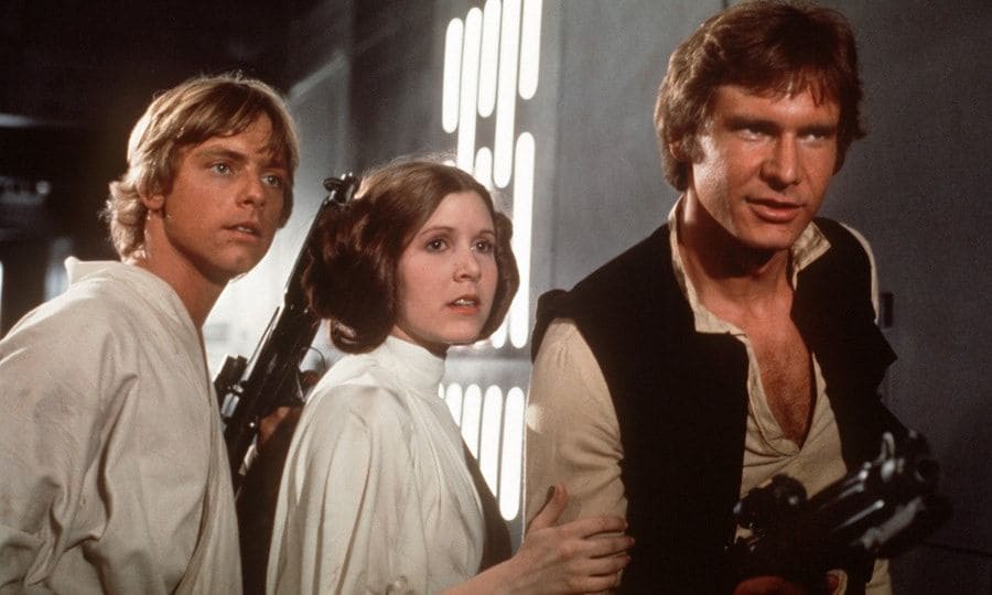 The Hollywood star's big break came in 1977 when Carrie (pictured with co-stars Mark Hamill, left, and Harrison Ford, right) took on her iconic role as Princess Leia in the hit sci-fi franchise, <i>Star Wars</i>.
Photo: dpa-Film Fox DPA/PA Images