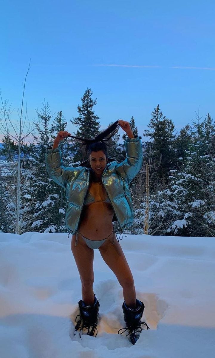 Kourtney Kardashian snow bikini